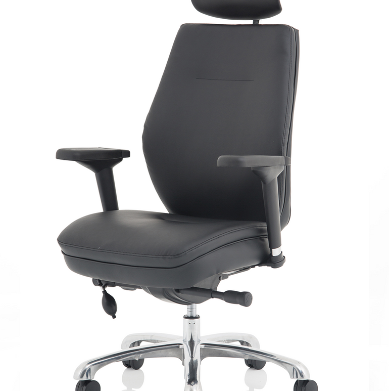 Domino High Back Black Ergonomic Posture Chair with Arms and Headrest