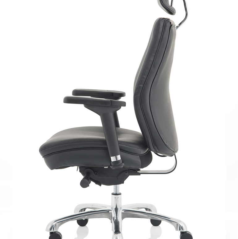 Domino High Back Black Ergonomic Posture Chair with Arms and Headrest