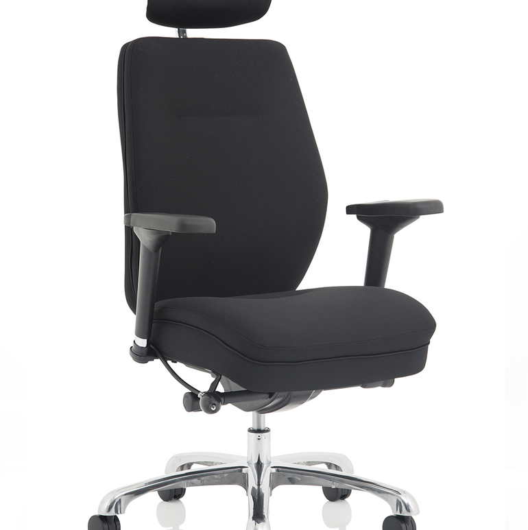 Domino High Back Black Ergonomic Posture Chair with Arms and Headrest