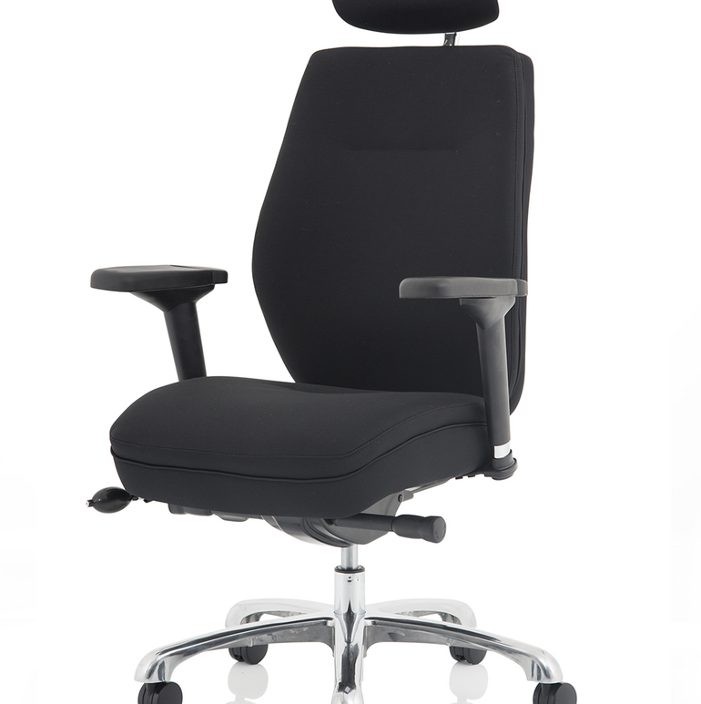 Domino High Back Black Ergonomic Posture Chair with Arms and Headrest