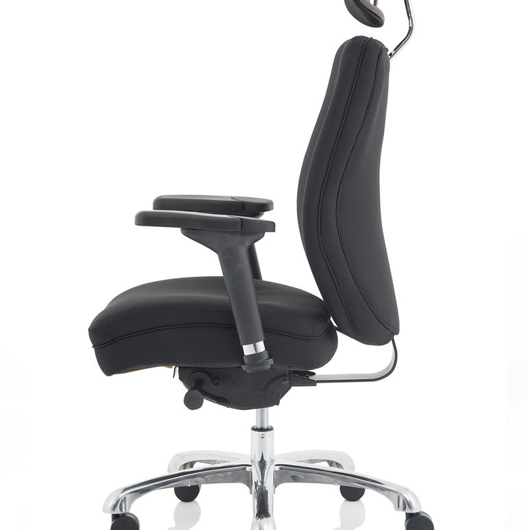 Domino High Back Black Ergonomic Posture Chair with Arms and Headrest