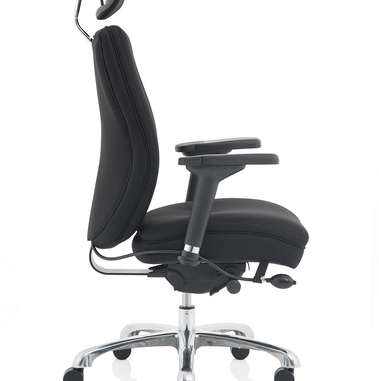 Domino High Back Black Ergonomic Posture Chair with Arms and Headrest